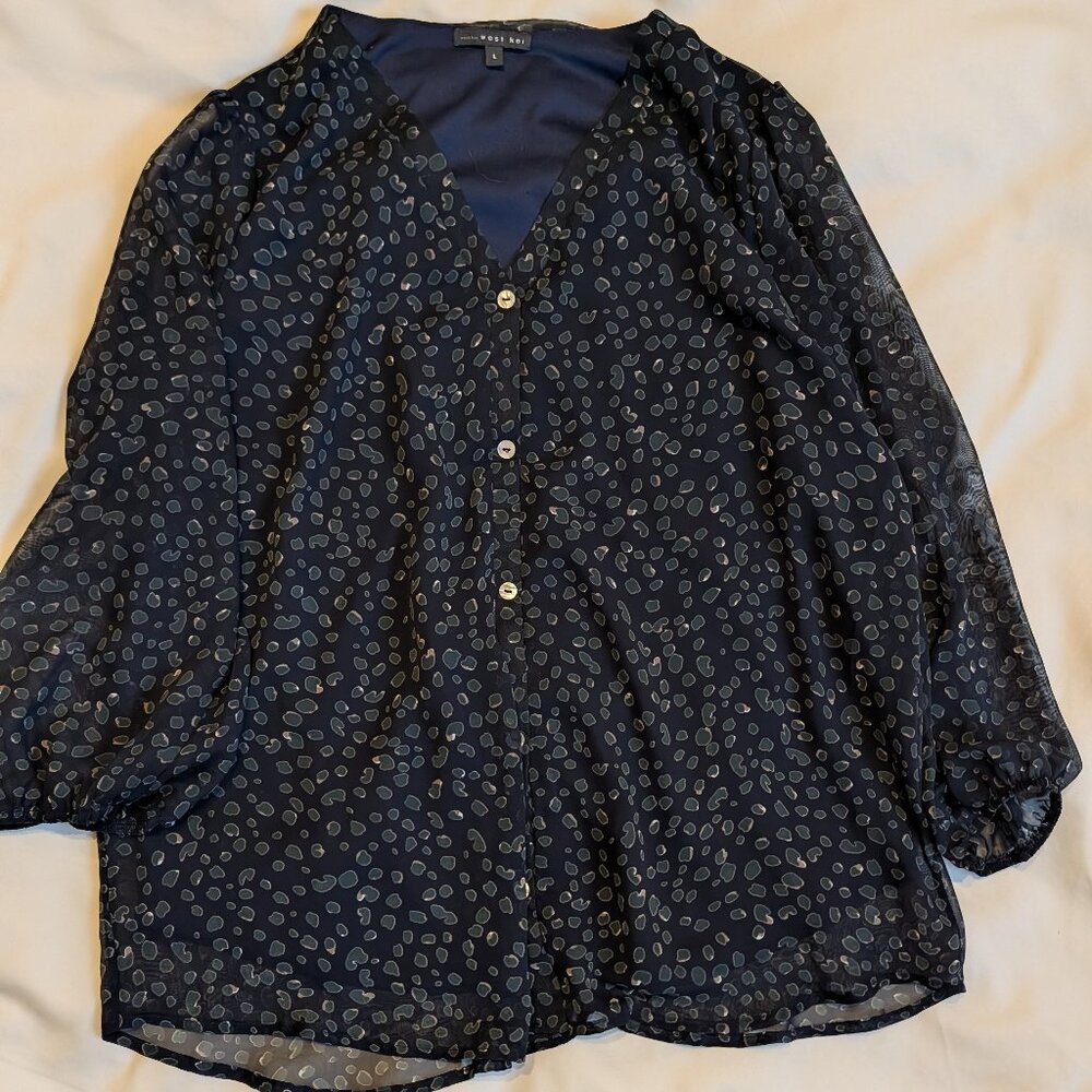 Blue and Teal Button Up Blouse